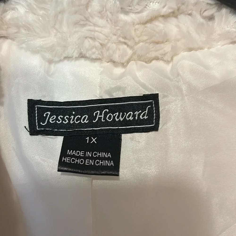 Jessica Howard Faux Fur Cropped Shrug Jacket Size 1X